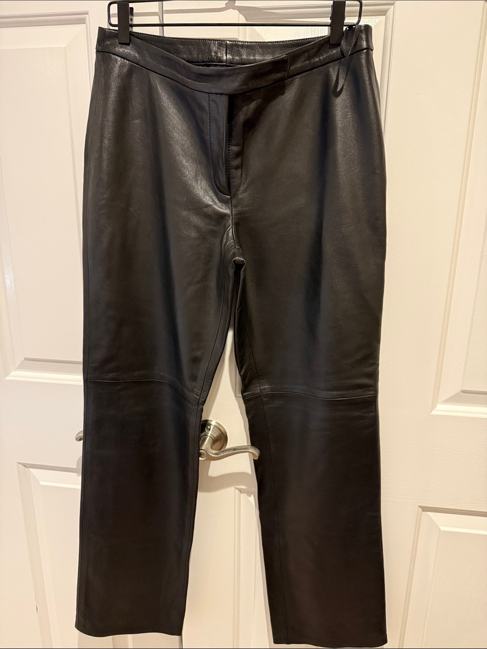 INC International Concepts Black Straight-Leg Leather Pants size 10